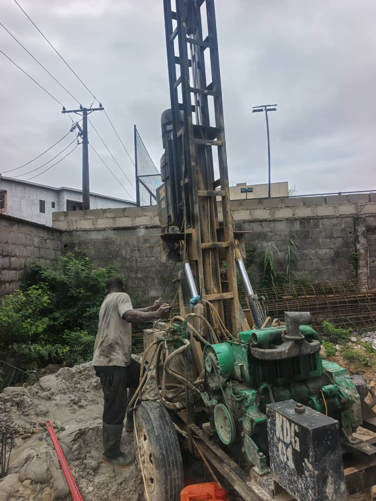 Tracked drilling rig at work